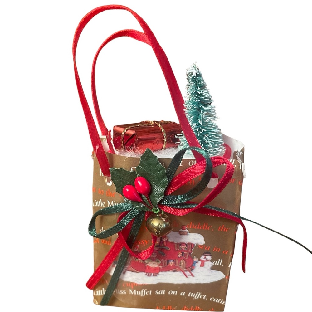 Vintage Nursery Rhymes Gift Bag Christmas Tree Ornament 1992 Holiday Decoration